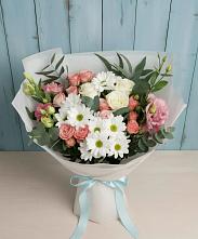 Букет цветов из:  Розы, Лизиантусы и Хризантемы #REPLACE_PRED# Доргелях