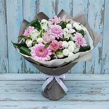 Букет цветов из:  Герберы, Альстромерии и Хризантемы в Доргелях