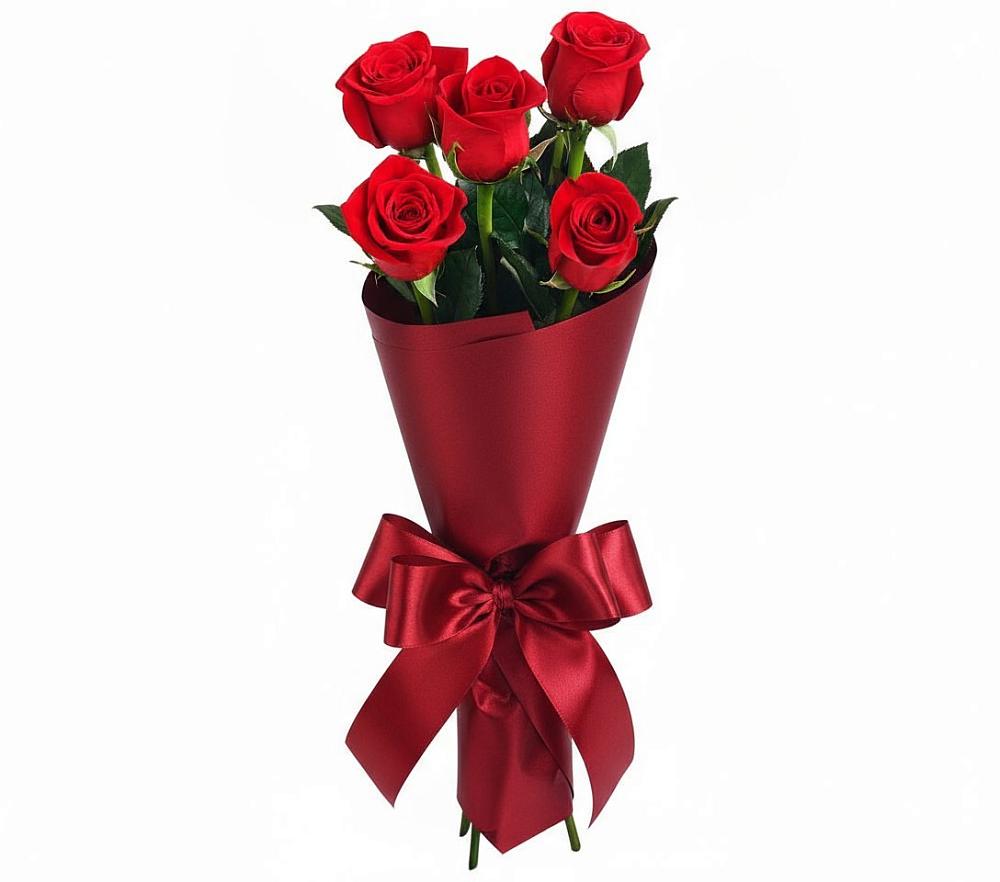 Букет 5 Красных роз Эдлесс Лав в Доргелях