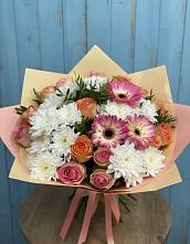 Букет цветов из:  Розы, Герберы и Хризантемы #REPLACE_PRED# Доргелях