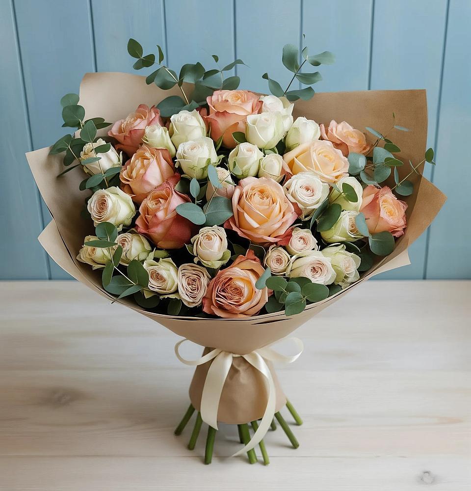 Букет цветов из: Альстромерии и Розы в Доргелях