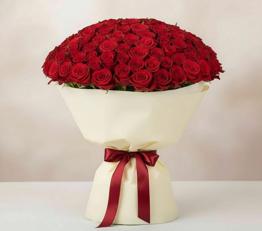 Букет 101 Красная роза Милано в Доргелях