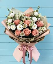 Букет цветов из:  Розы, Альстромерии и Лизиантусы в Доргелях