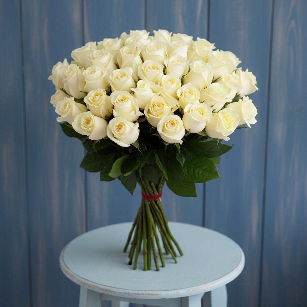 Букет 51 Белая роза Эдлесс Лав в Доргелях