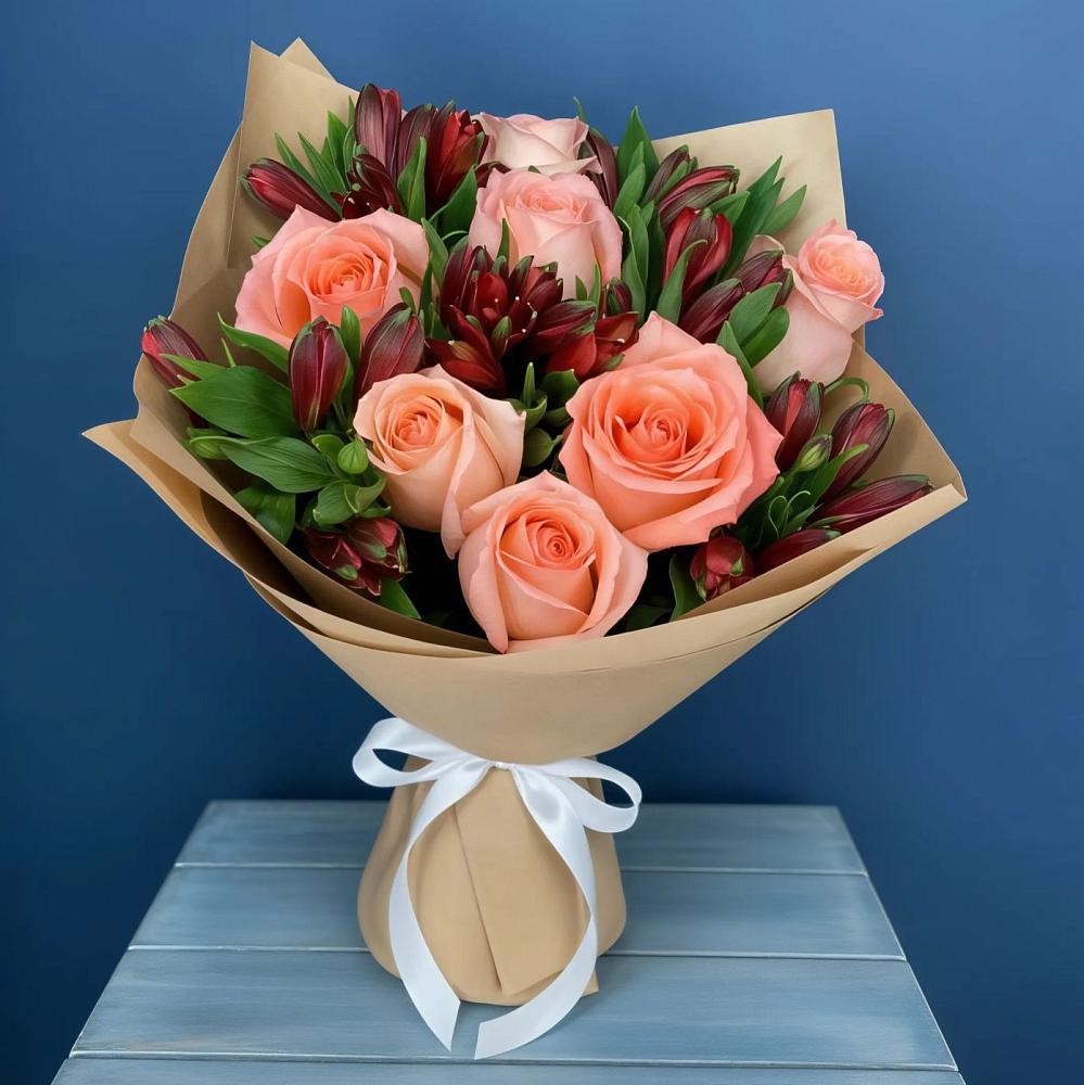 Букет цветов из: Розы и Альстромерии в Доргелях