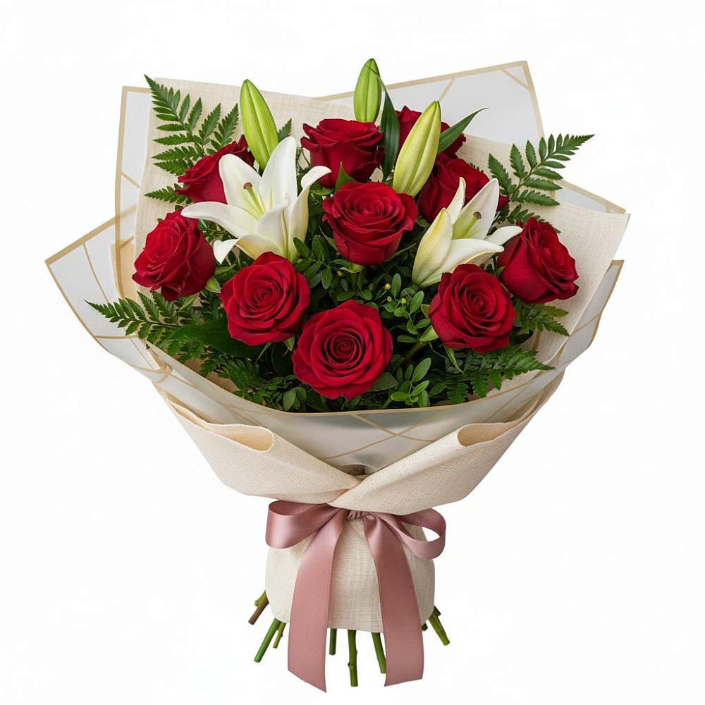 Букет цветов из: Лилии и Розы в Доргелях