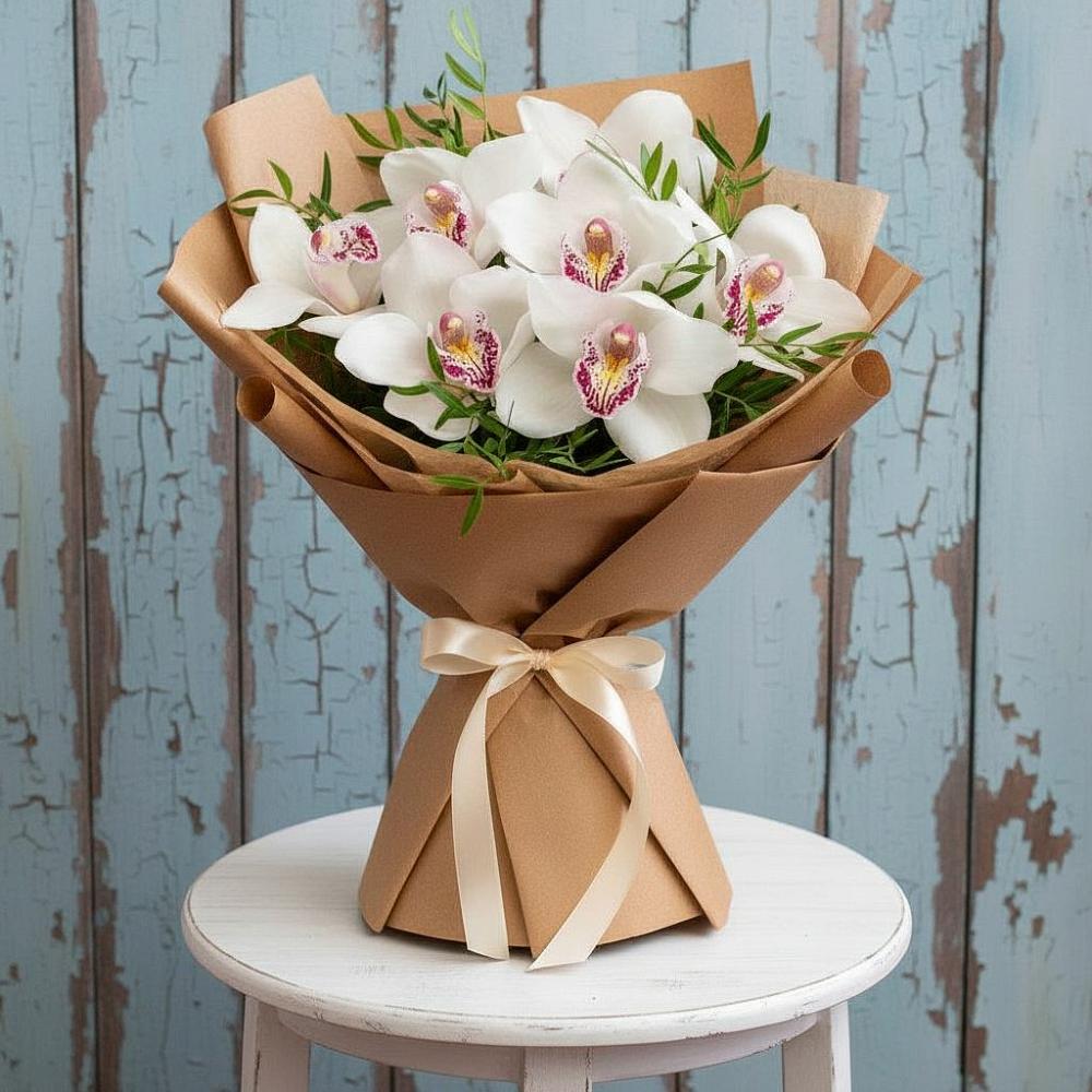 Букет цветов из: Орхидеи и Розы в Доргелях