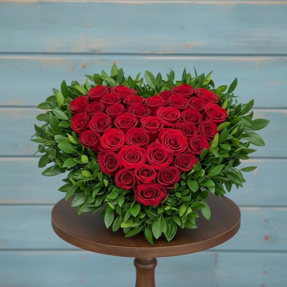 Цветочная композиция из Розы в виде сердца в Доргелях