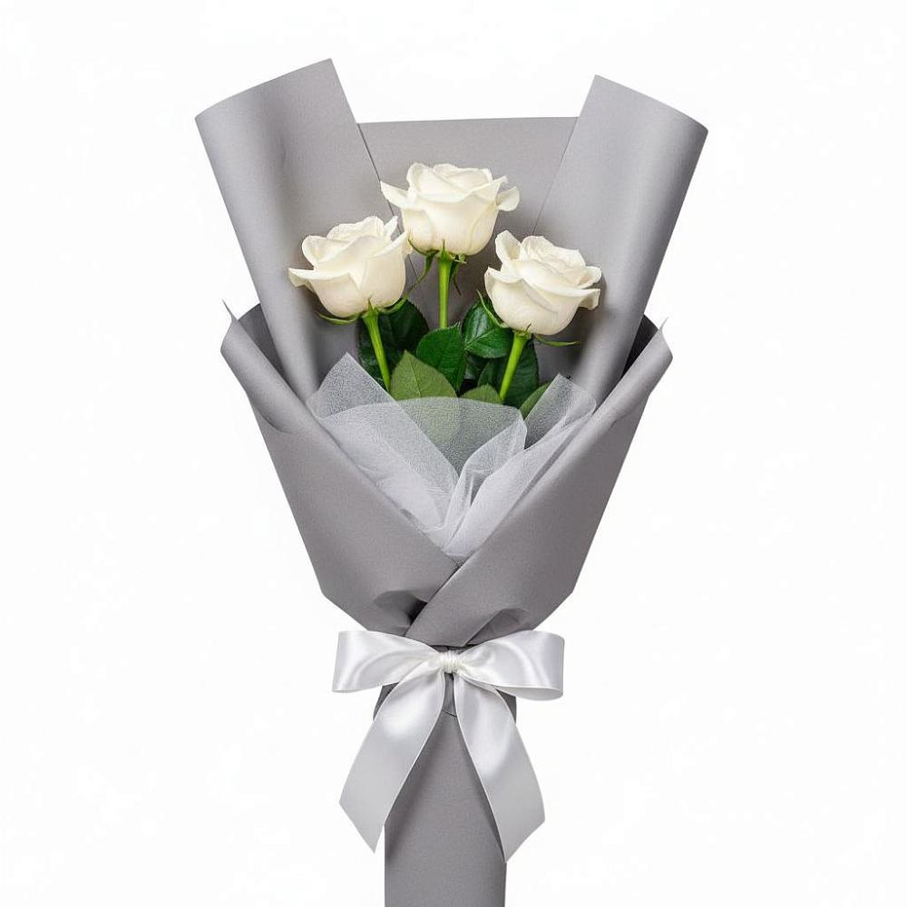 Букет 3 белые розы в Доргелях