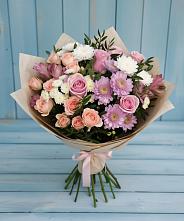 Букет цветов из:  Хризантемы, Розы и Альстромерии в Доргелях