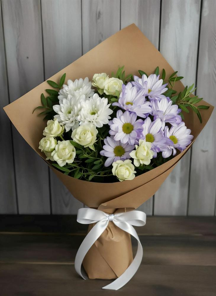 Букет цветов из: Хризантемы и Розы в Доргелях